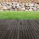 Hanie Design, Piso de Madera Vertical para Exterior, Color Gris Oscuro