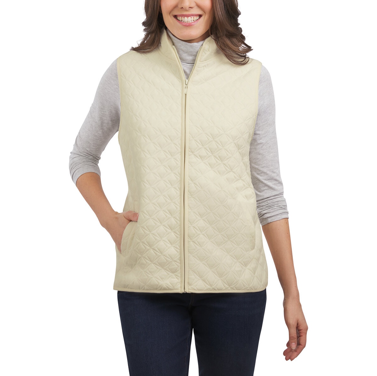 Land's End Chaleco para Dama Crema Extra Grande