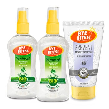 Bye Bites Natural Repelente de Insectos 2 pzas de 130 ml + Prevent en Gel Repelente de Insectos de 150 ml