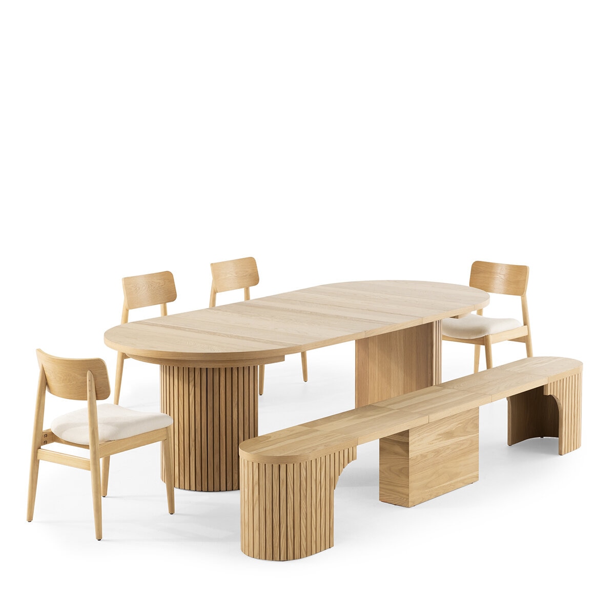 Transformer Table, Set de Comedor Redondo Expandible Capacidad de hasta 10 Personas, 100% Madera, Color Roble