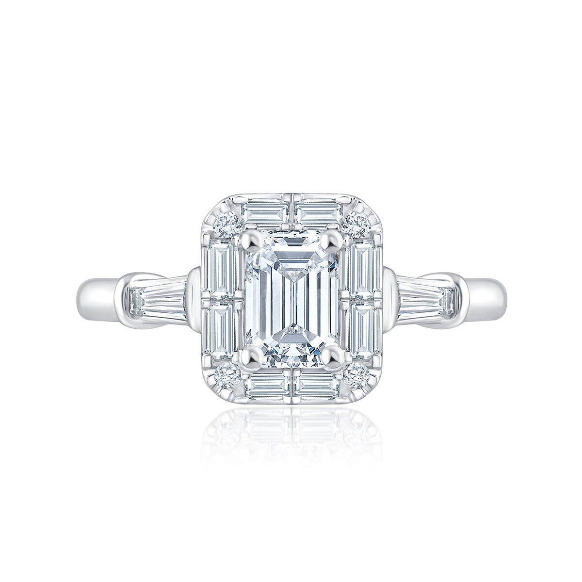 Anillo de Compromiso, 0.98ctw Diamantes, Oro Blanco de 14K