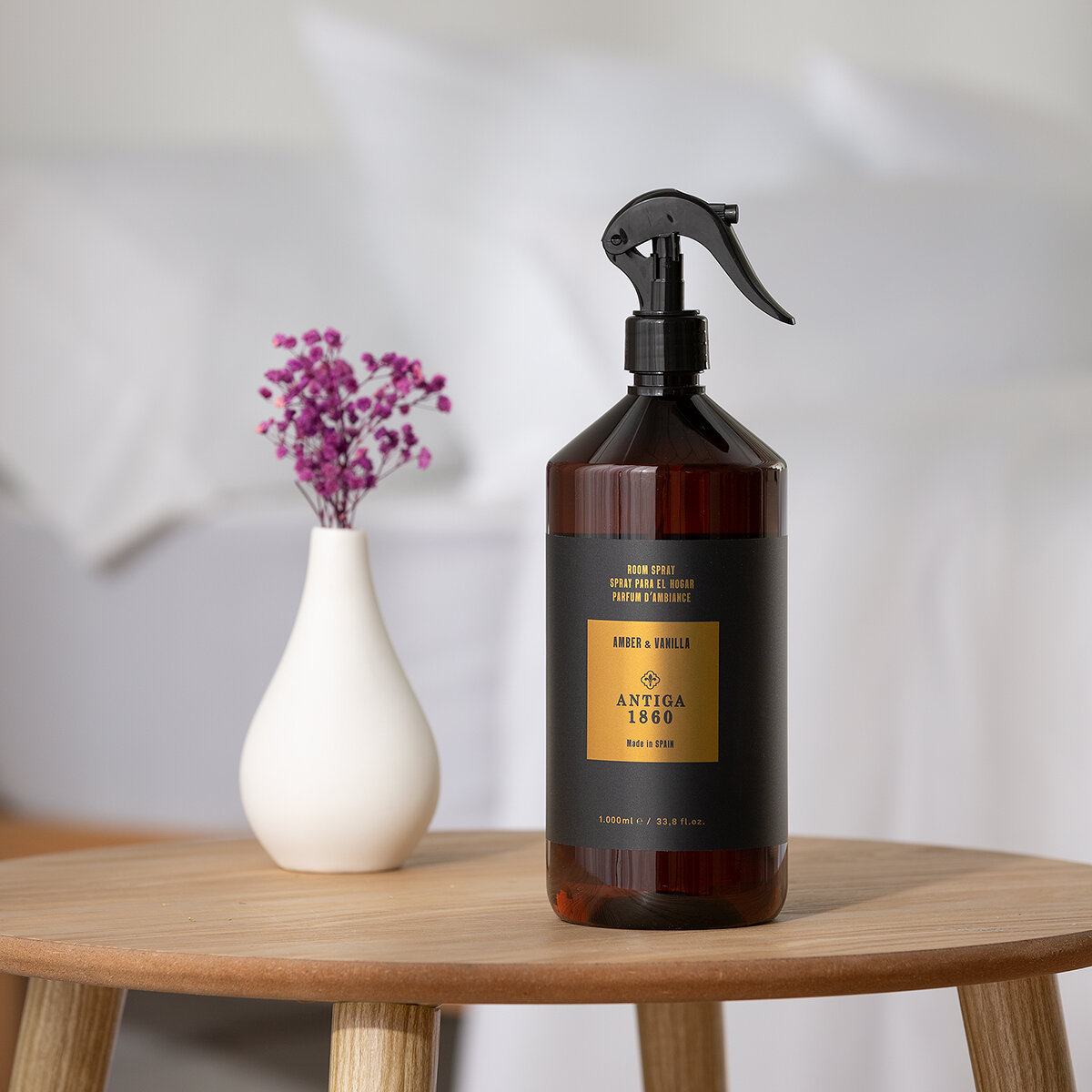 Antiga 1860 Aromatizante de 1L para Ambiente con Atomizador, Esencia Ámbar y Vainilla