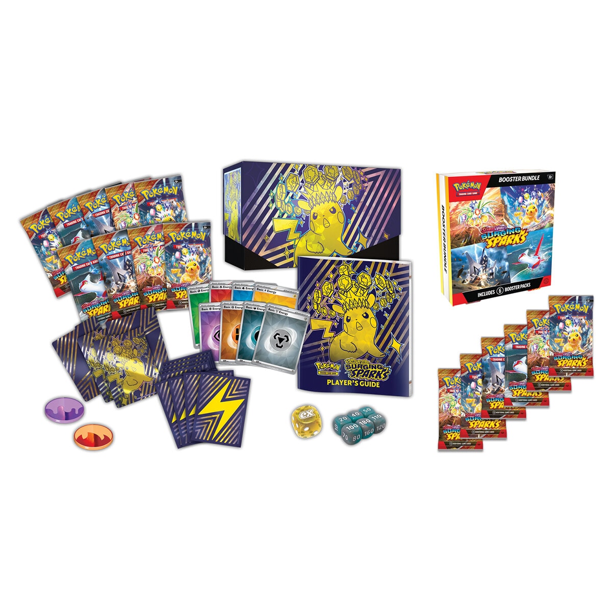 Pokémon Scarlet & Violet: Surging Sparks Pokémon Elite Trainer Box + Booster Box - Juego de Cartas en Inglés