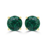 Aretes de Esmeralda Creada, Oro Amarillo de 14K