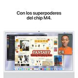 Apple iMac 24" 256GB 4.5K Chip M4 Plata CPU de 8 núcleos GPU de 8 núcleos Memoria unificada de 16GB