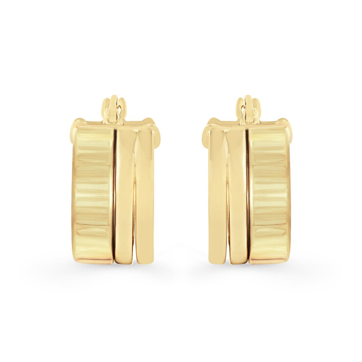 Aretes, Triple Fila, Oro Amarillo 14K Aretes, Triple Fila, Oro Amarillo 14K