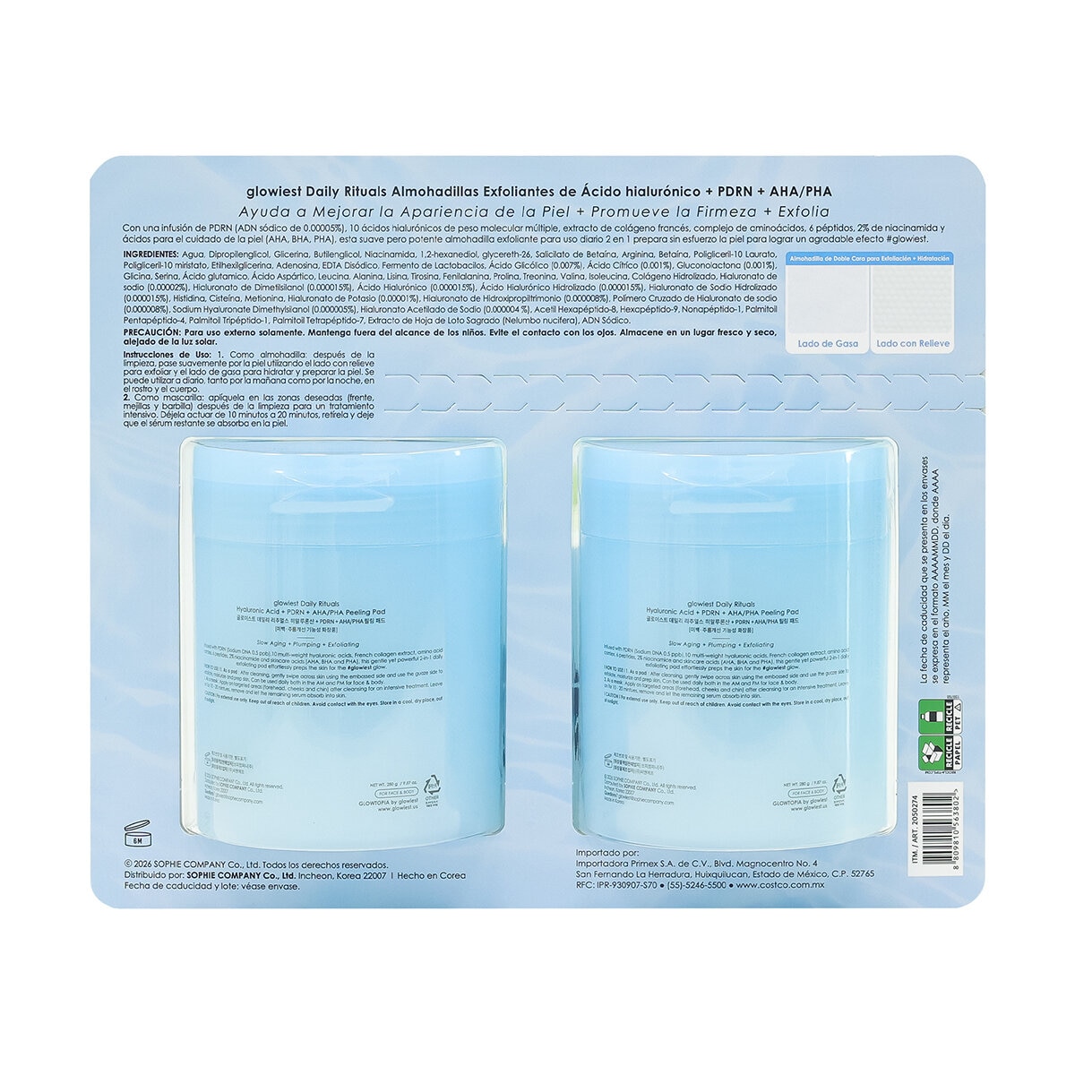 Glowiest Almohadillas Exfoliantes de Ácido Hialurónico + PDRN + AHA/PHA 2 envases Glowiest Almohadillas Exfoliantes de Ácido Hialurónico + PDRN + AHA/PHA 2 envases