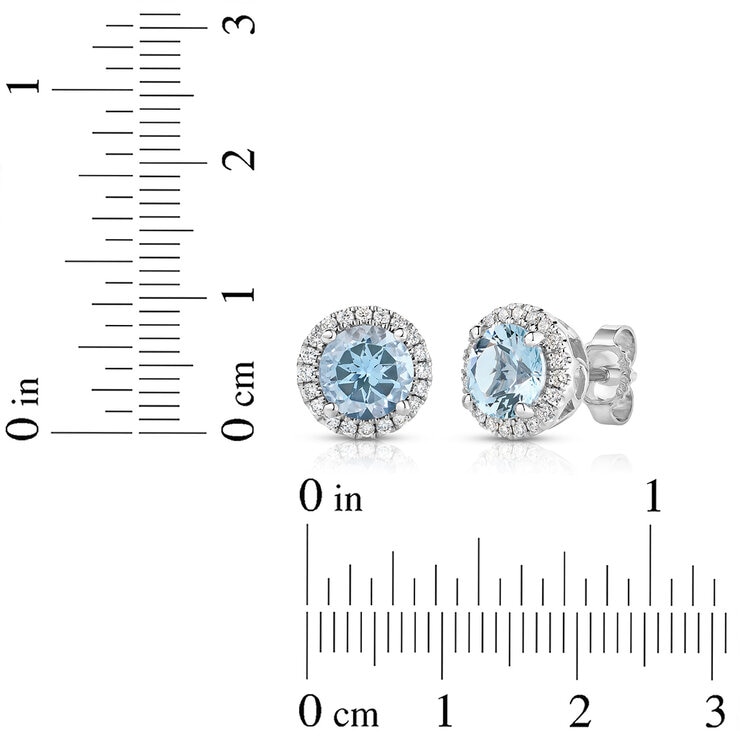 Aretes de Aguamarina y Diamantes 0.19ctw, Oro Blanco 14K