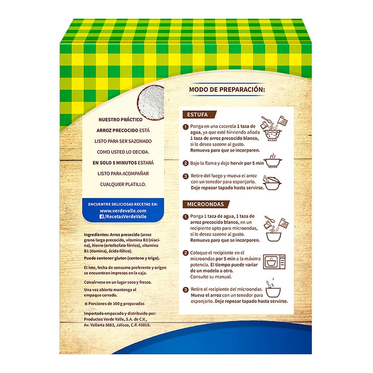 Verde Valle Arroz Precocido Blanco 2 Kg