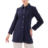 Shyla, Abrigo con Cuello Sport y Bolsas Semidiagonales, Color Azul Marino, Varias Tallas