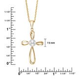 Collar con Dije de Cruz con Perla, Oro Amarillo de 14K