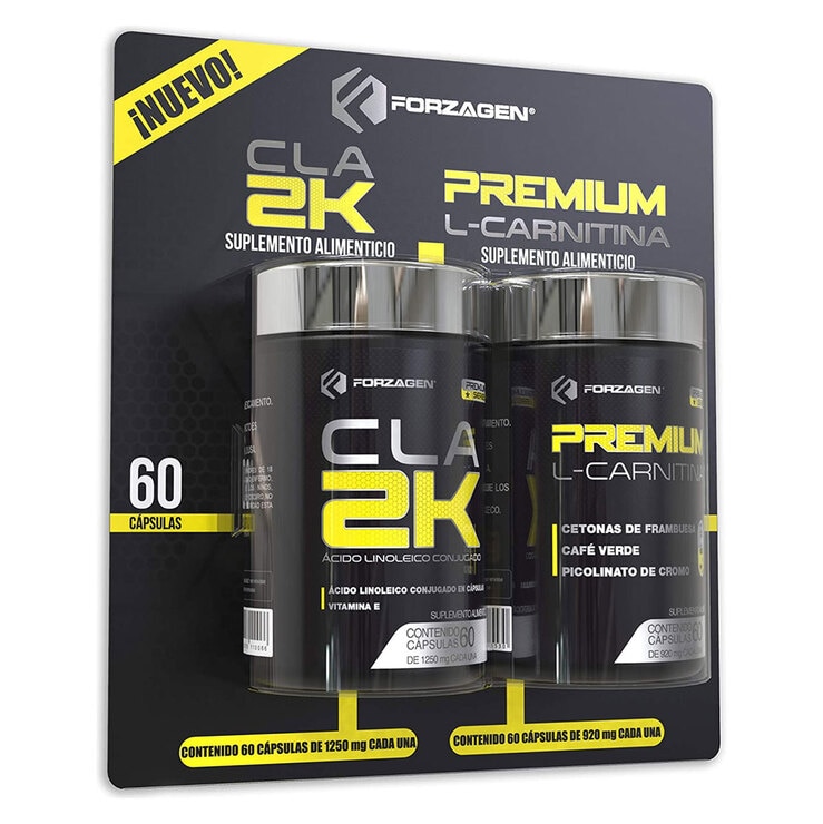 Forzagen Carnitina + CLA 2 Frascos de 60 Cápsulas c/u
