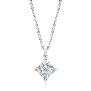 0.30ctw, Collar de Diamantes, Corte Redondo, Oro Blanco de 18kt, Cadena 40.6 cm