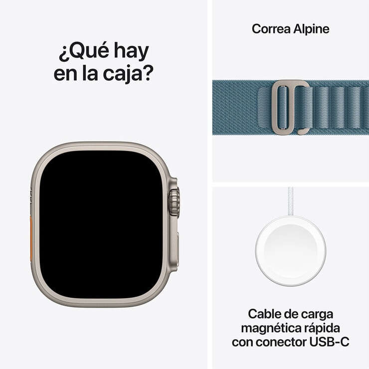 Apple Watch Ultra 3 (GPS + Celular) 49mm Titanio Natural + Correa Alpine Azul Claro - Talla S