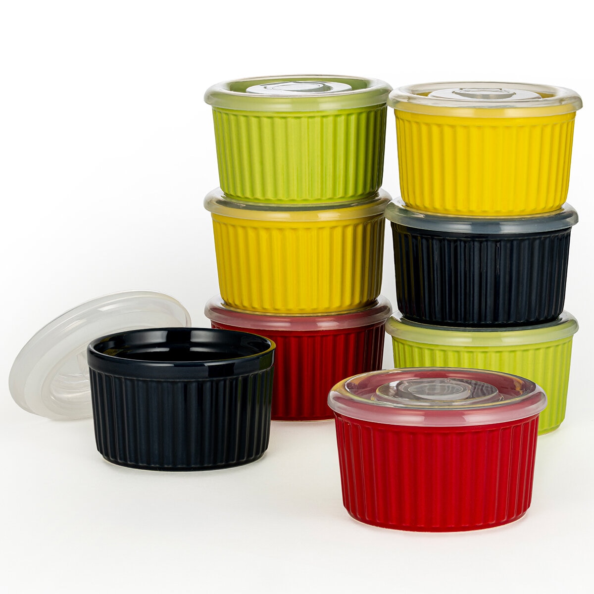 Signature Housewares Incorporated Ramequines con Tapas 8 piezas, Colores