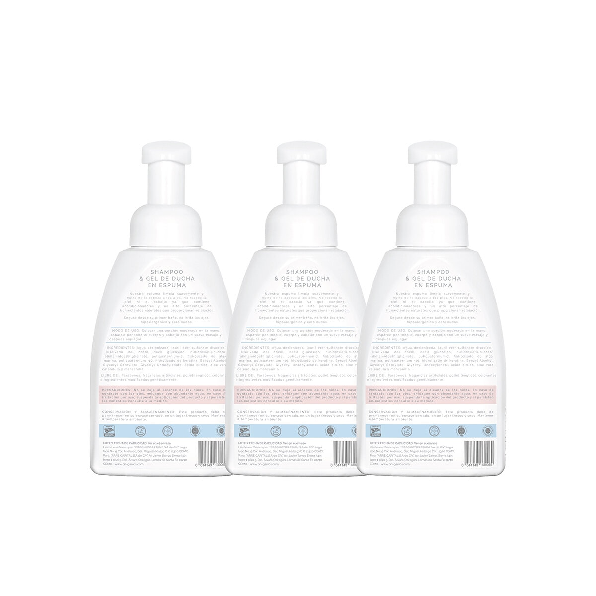Oh!Ganics Shampoo 2 en 1 con 3 pzas de 440 ml