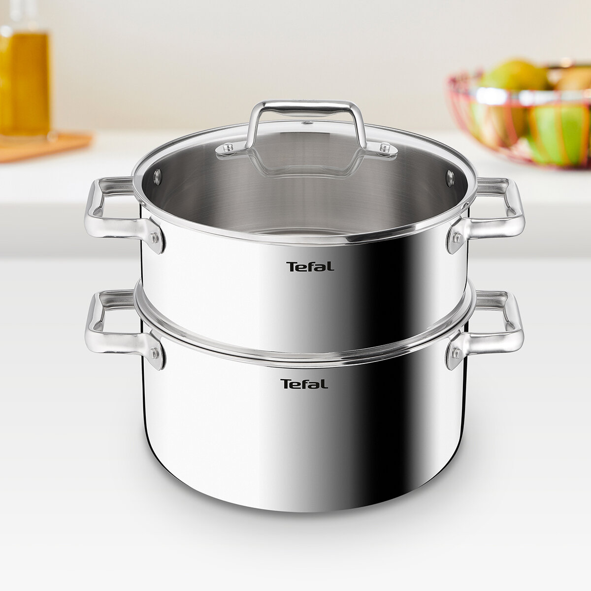 Tefal Batería de Cocina de Acero Inoxidable Tri-capa de 3 Piezas