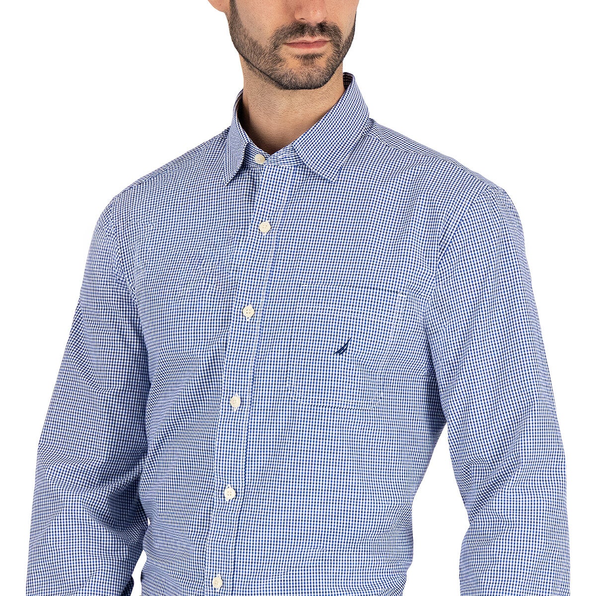 Nautica Camisa para Caballero Azul cuadros Mediana