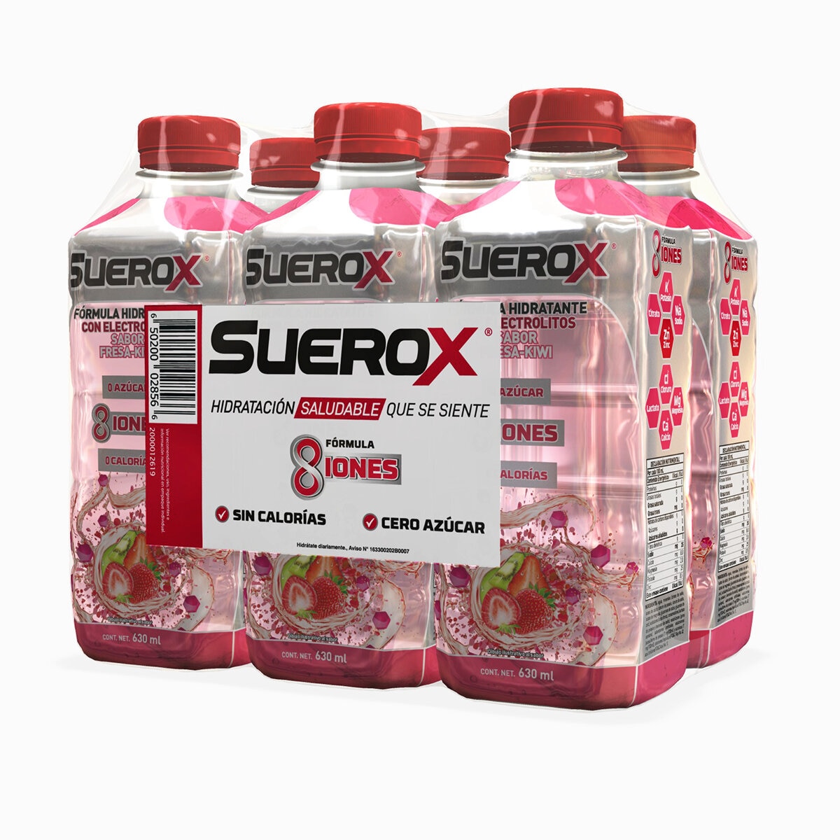 Suerox Bebida Hidratante 6 piezas de 630 ml Sabor Fresa-Kiwi