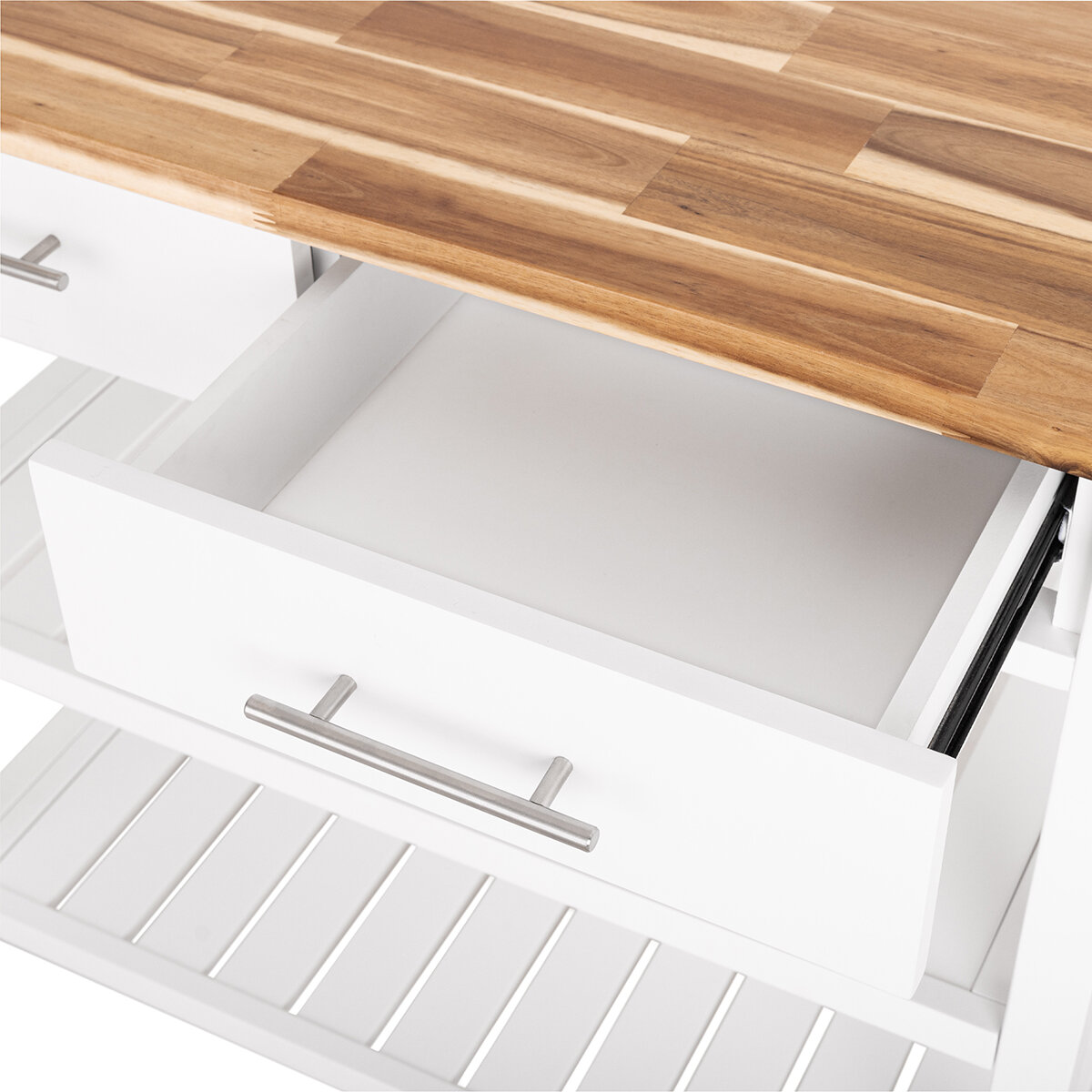 Seville Classics Home Carrito de Cocina con Superficie de Acacia con Cajones