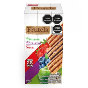 Frutela Barras Sabor Manzana, Mora Azul y Fresa 28 pzas de 37 g