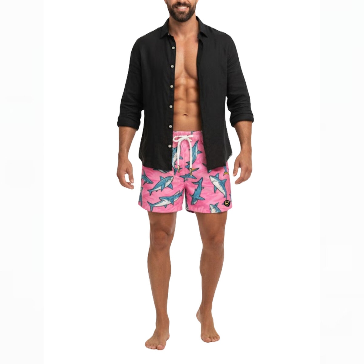 Ocean Slave, Traje de Baño Estampado, Pink Shark para Caballero, Varias Tallas Ocean Slave, Traje de Baño Estampado, Pink Shark para Caballero, Varias Tallas