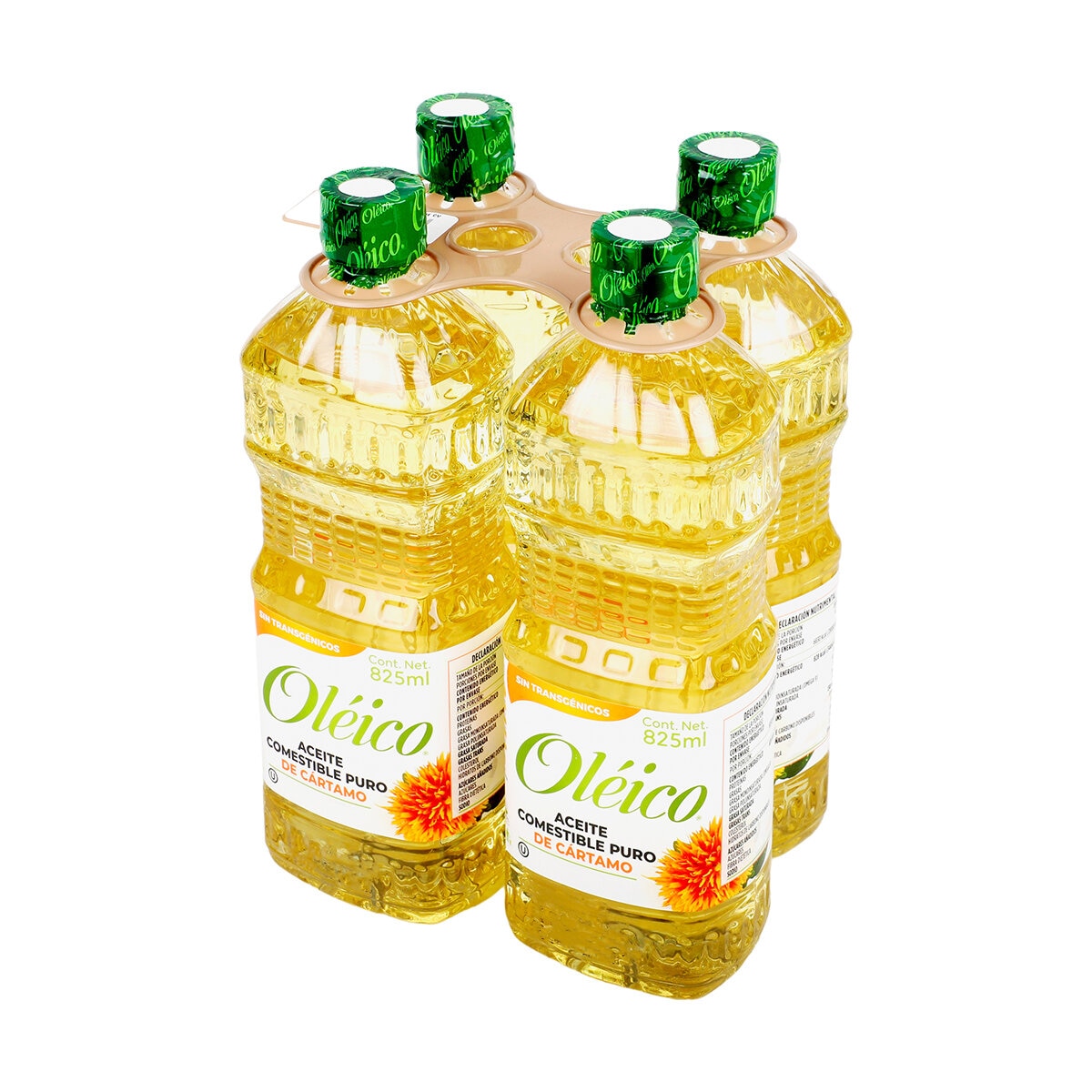 Oléico Aceite Comestible Puro de Cártamo 4 pzas de 825 ml