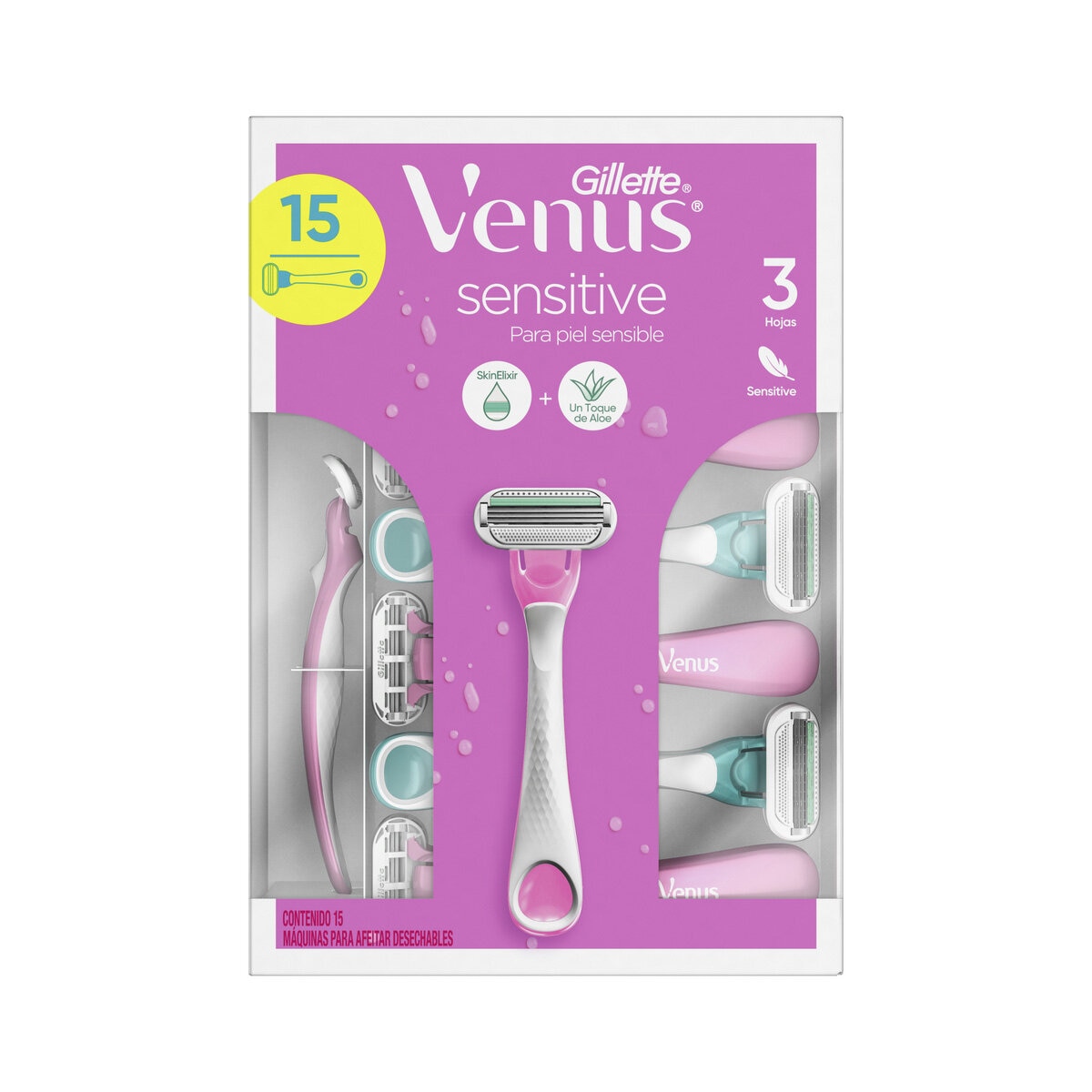 Gillette Venus Sensitive Rastrillo para Afeitar Desechable 15 pzas