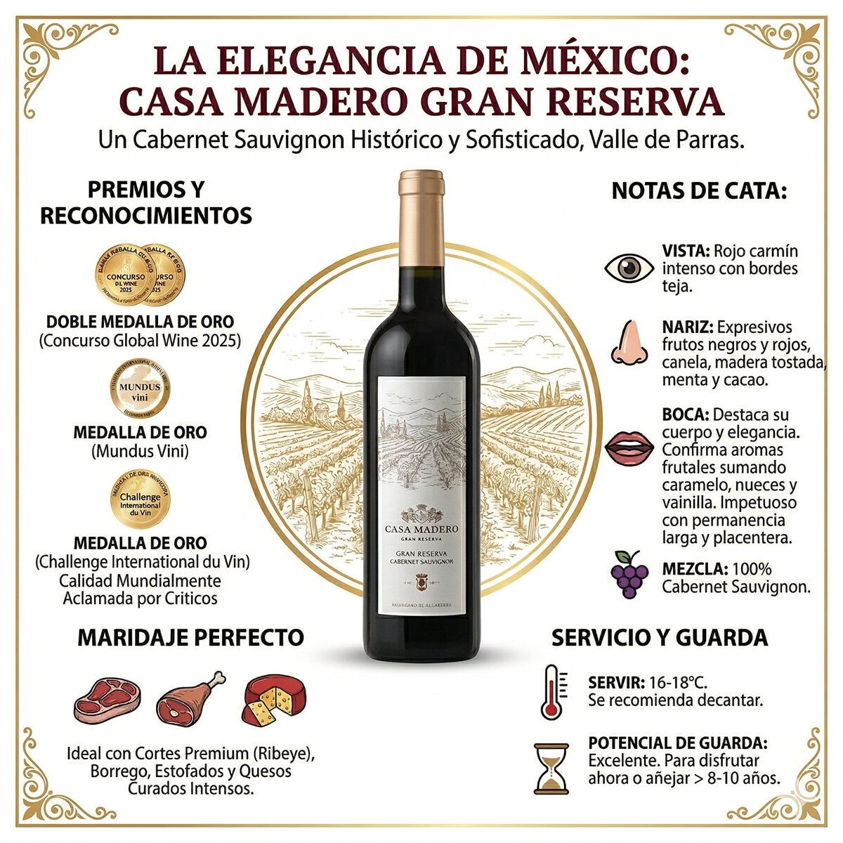 Vino Tinto Casa Madero Gran Reserva Cabernet Sauvignon 750 ml Vino Tinto Casa Madero Gran Reserva Cabernet Sauvignon 750 ml