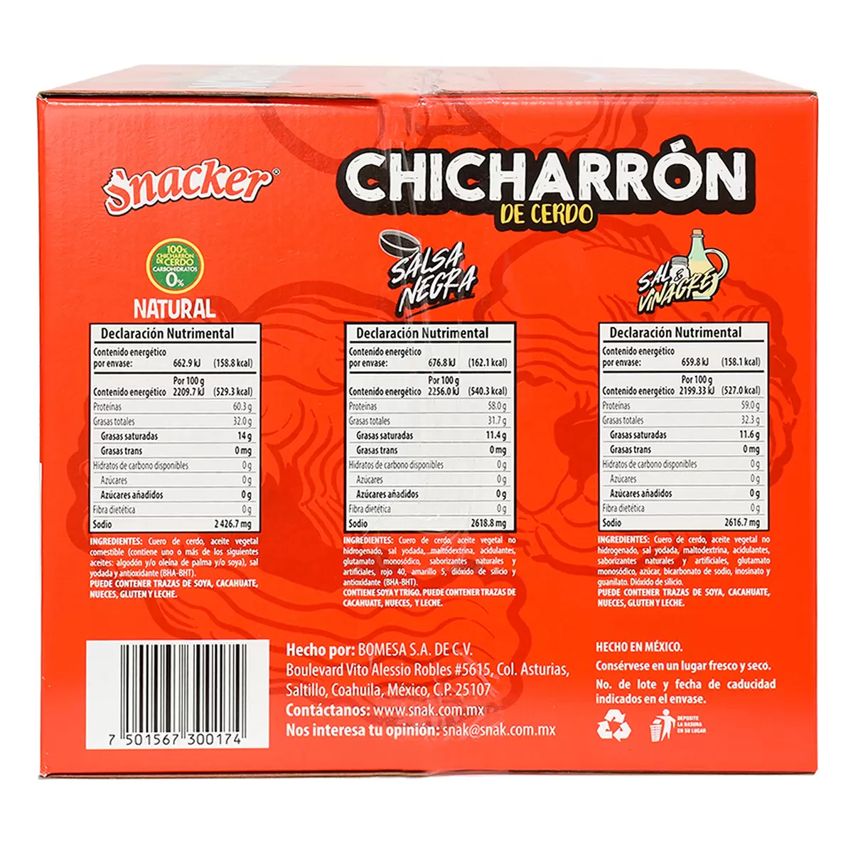 Snacker Chicharrón de Cerdo Paquete Surtido 21 pzas de 30 g