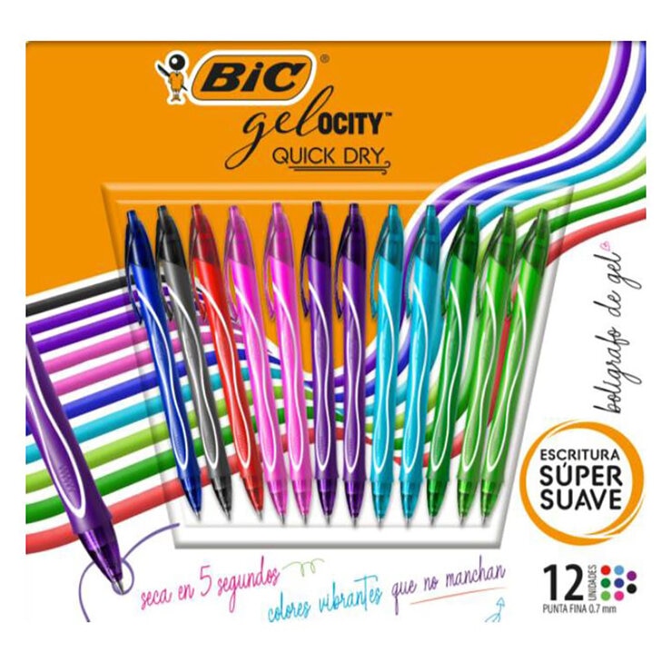 Bic, Bolígrafos Tinta Gel 12 Piezas, Varios Modelos