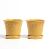 Over & Back, Chelsea Set de 2 Macetas de Cerámica Amarillas
