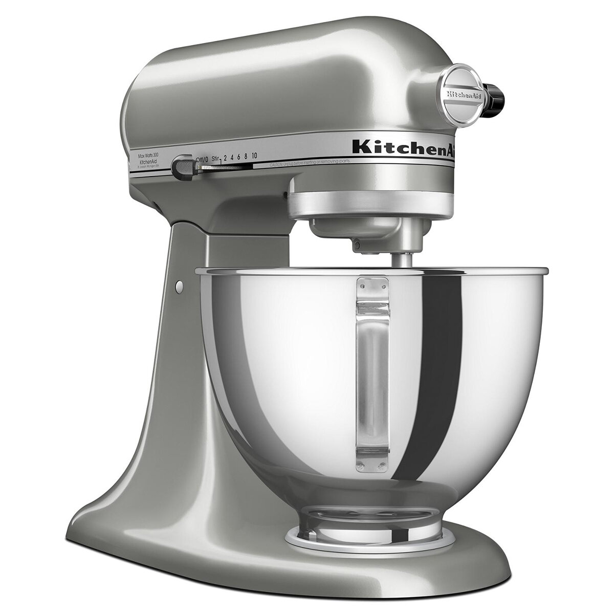 KitchenAid, Batidora Clásica Gris, Tazón de acero inoxidable pulido con asa, 4.3 L