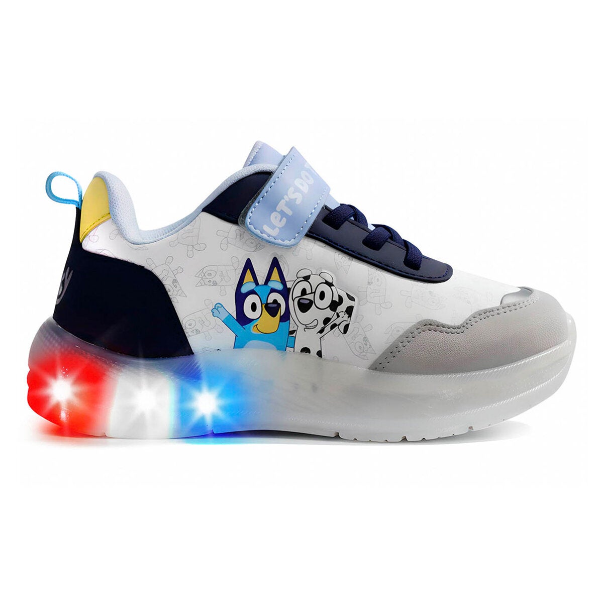 Bluey, Tenis Color Gris/Marino con Luces para Niño, Varias Tallas