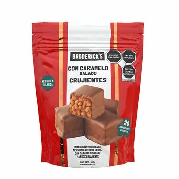 Broderik's Bocaditos de Chocolate con Leche Caramelo y Arroz Inflado 400 g Broderik's Bocaditos de Chocolate con Leche Caramelo y Arroz Inflado 400 g