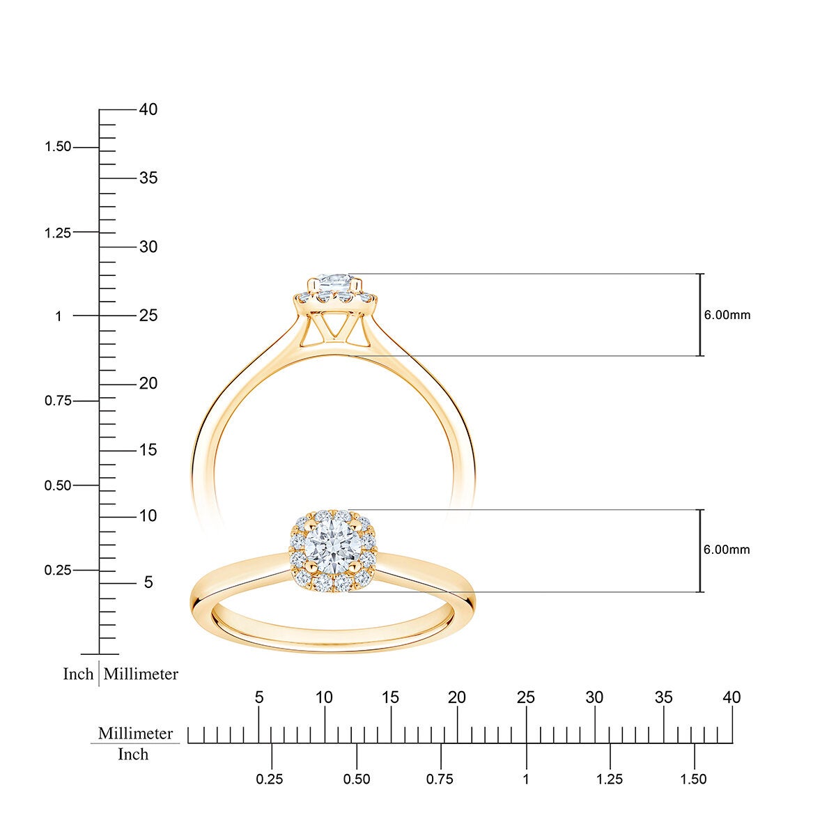 Anillo de Compromiso, 0.30ctw Diamantes, Oro Amarillo 14K Anillo de Compromiso, 0.30ctw Diamantes, Oro Amarillo 14K
