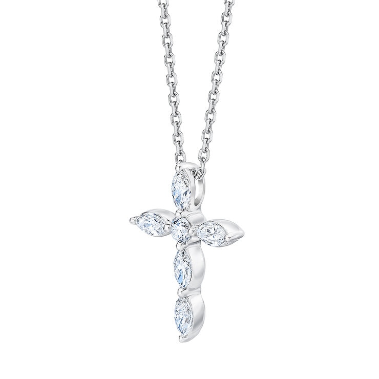 Dije de Cruz de Diamantes, 0.85ctw, Oro Blanco de 14K