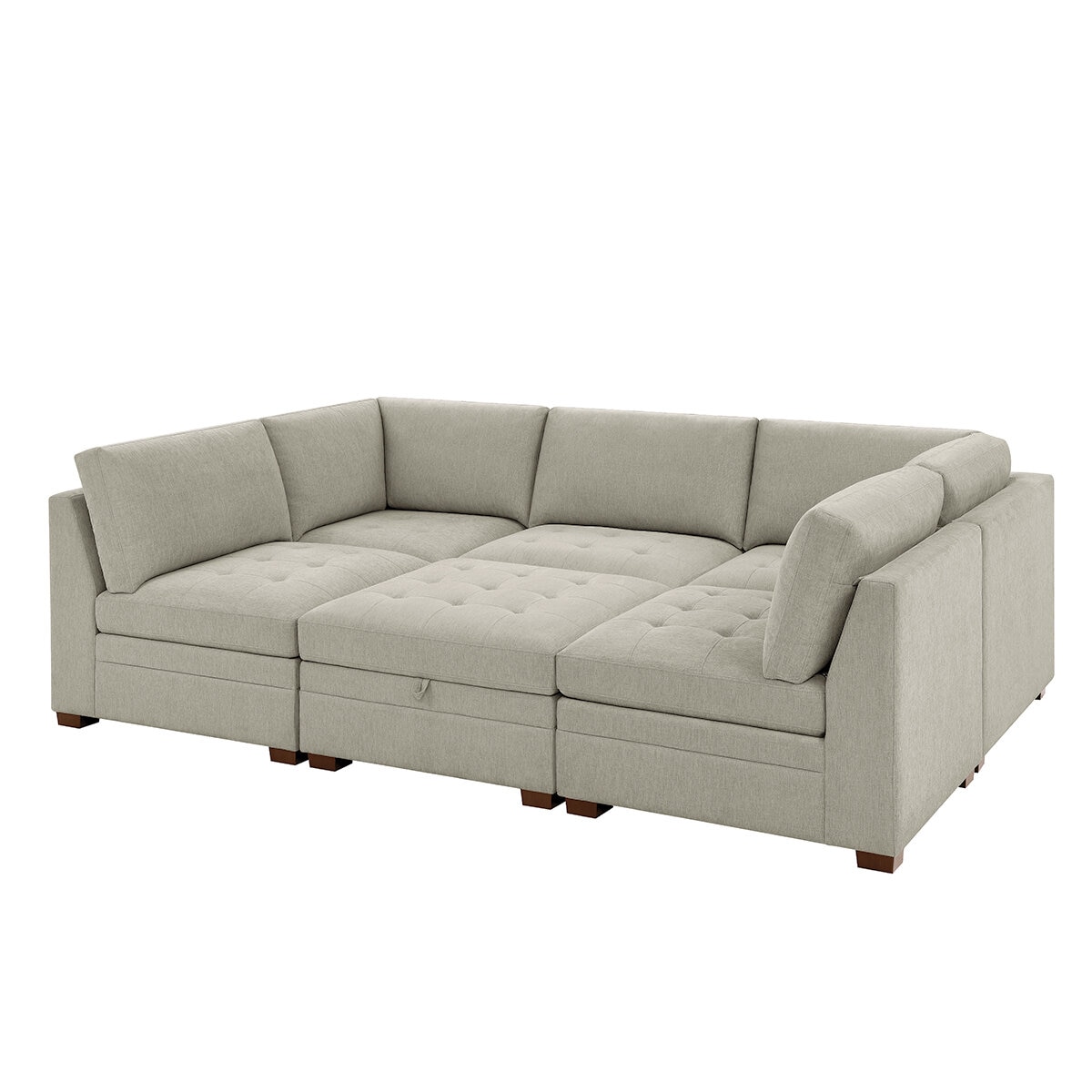 Thomasville, Tisdale, Seccional Modular de Tela de 6 piezas con Otomano con Almacenamiento