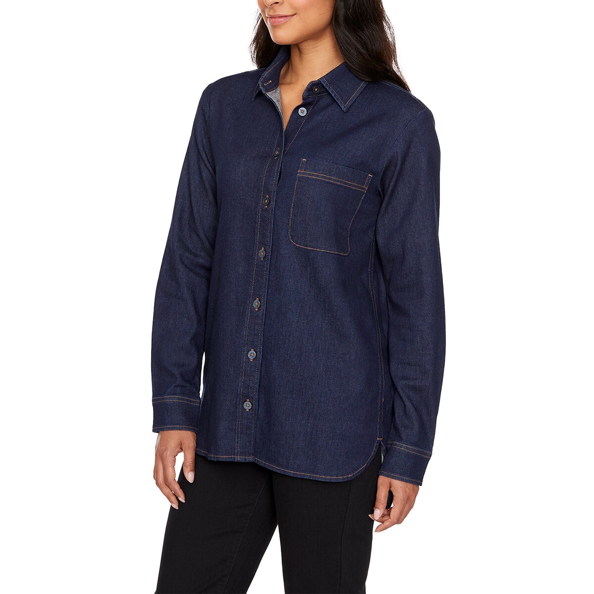 Buffalo David Bitton Camisa de jeans para Dama Azul lavado oscuro Extra Grande