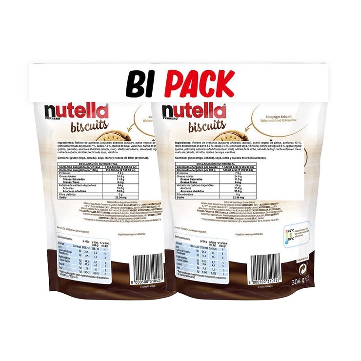 Nutella Biscuit 2 paquetes de 304g