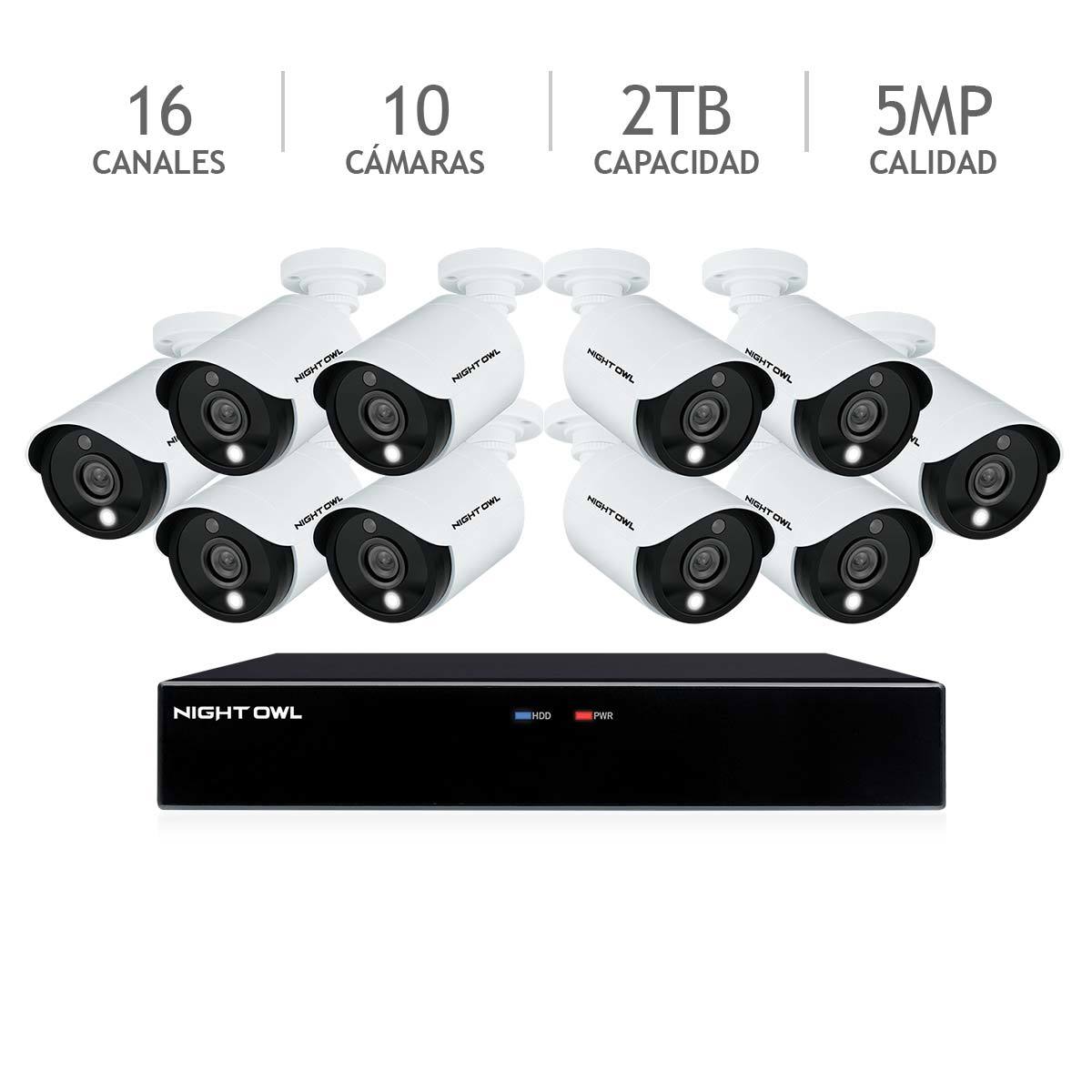 Night Owl, Cámaras de Seguridad 16 Channel 5MP 2TB HDD 10 Spotlight Camera Costco México