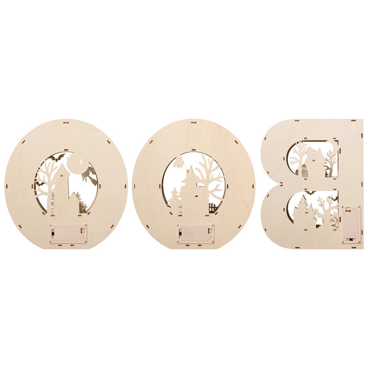 Letras de Madera para Halloween Iluminadas, Modelo BOO Letras de Madera para Halloween Iluminadas, Modelo BOO