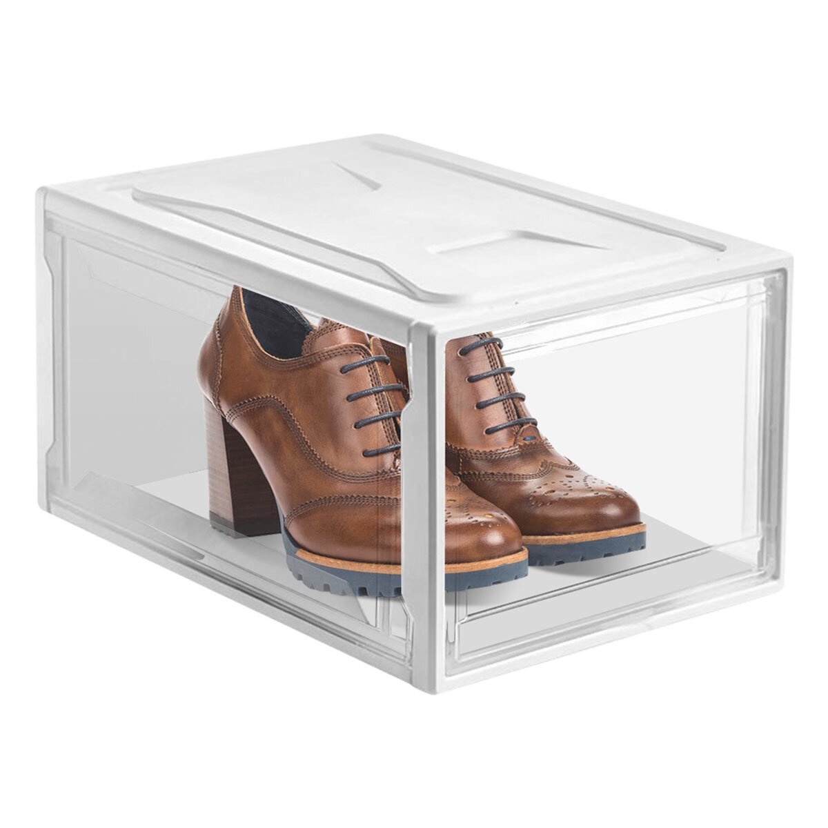 AG Box, Set de 4 Cajas de Zapatos Apilables Premium, Blanco