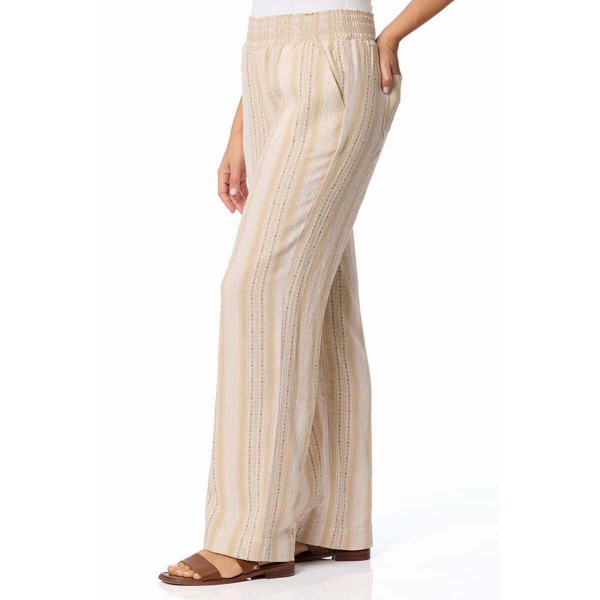 Briggs Pantalones tipo lino para Dama Café Chica