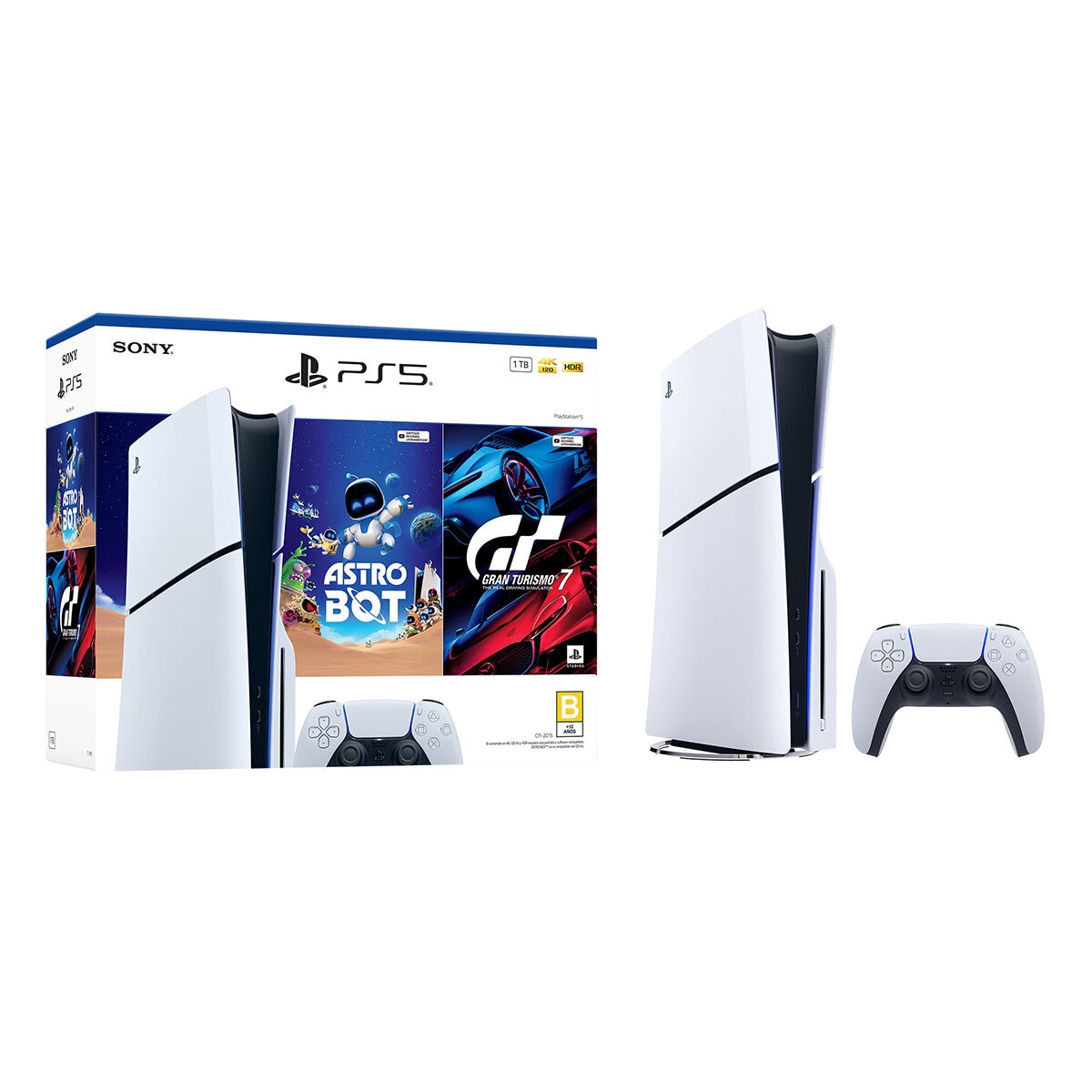 PlayStation 5: Consola Slim Stándar de 1TB + 2 Videojuegos