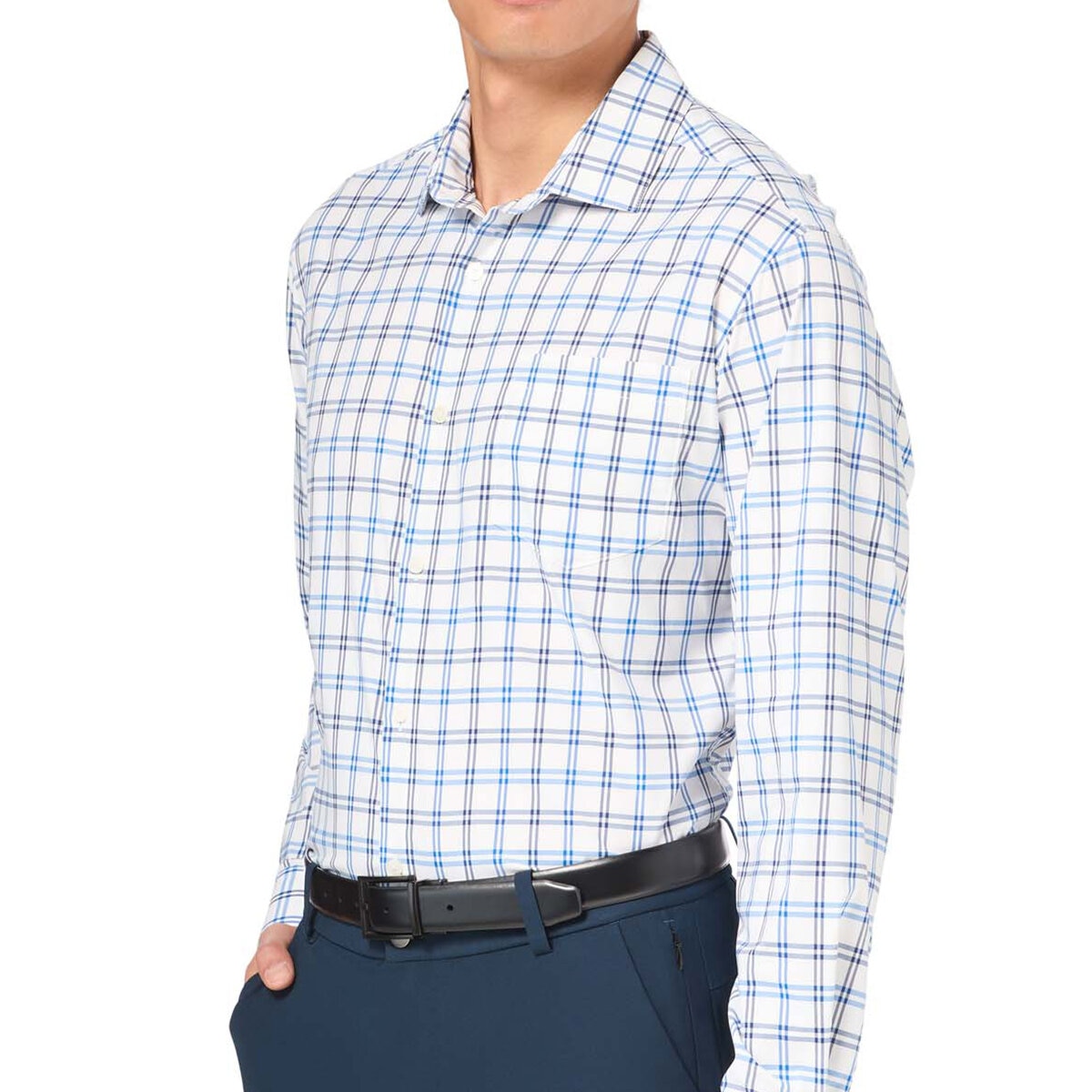Kirkland Signature Camisa para Caballero Azul Manga 15-15.5 Cuello 34/34