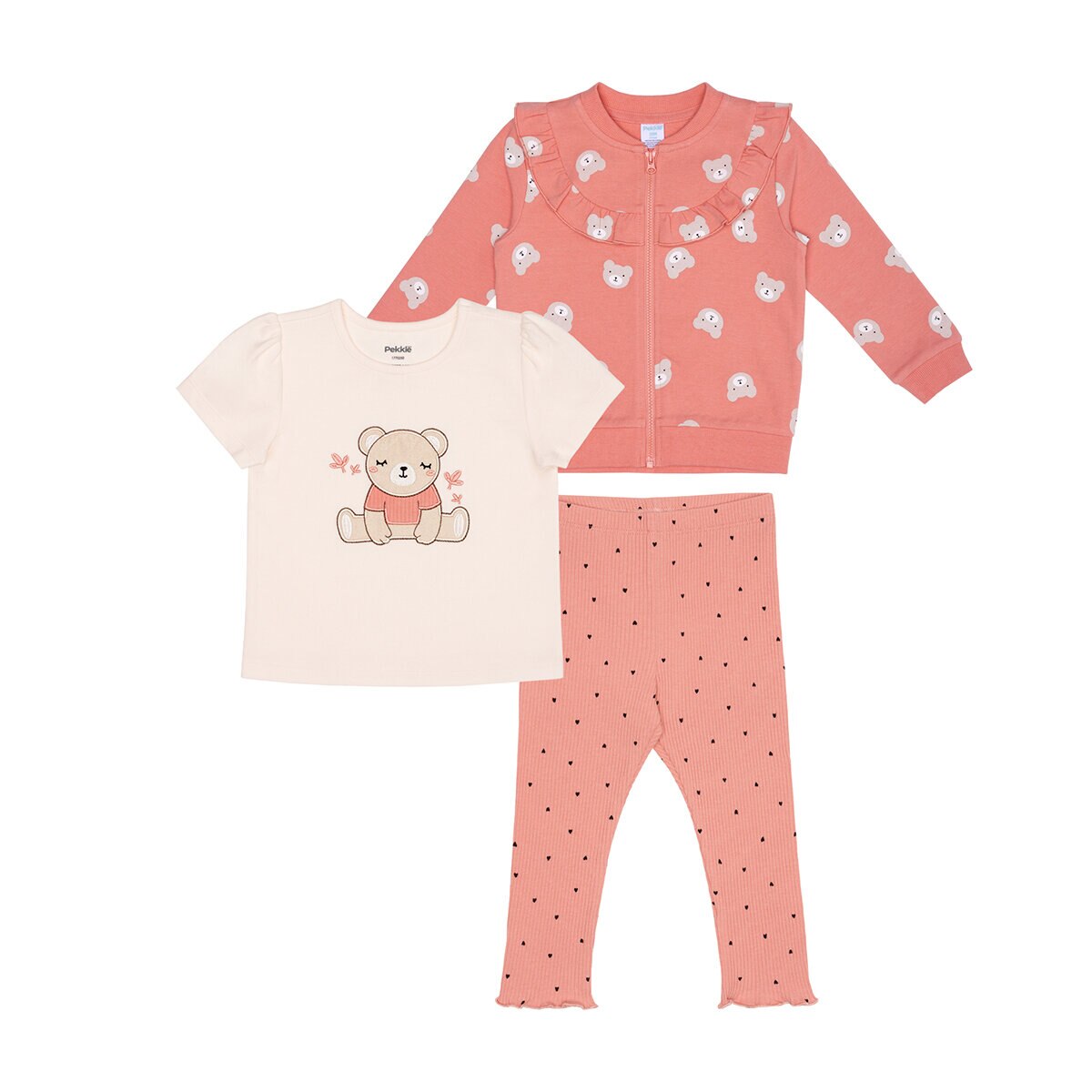 Pekkle Conjunto 3 piezas para Niños y Niñas Oso 12 Meses