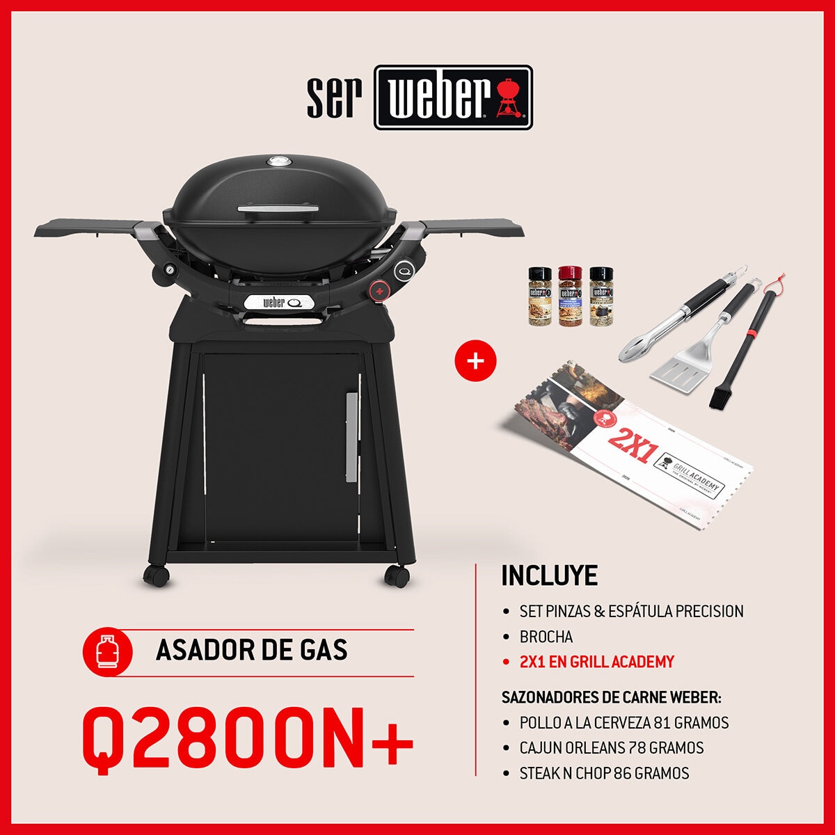 Weber, Q2800N+ Asador de Gas con Carrito