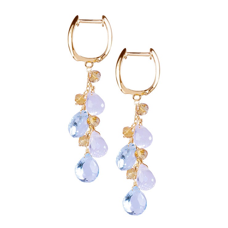 Par de aretes en plata .925 y oro amarillo de 14k con simulantes de la firma D Yurman. Peso: 15