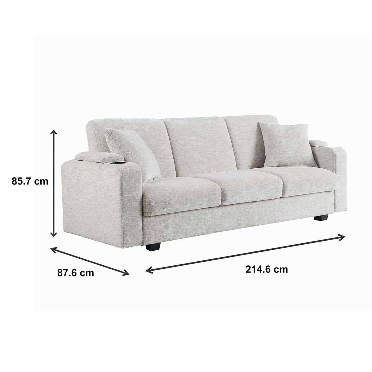 Coaster, Sofá Cama Elegante Beige, 3 Plazas con Por...